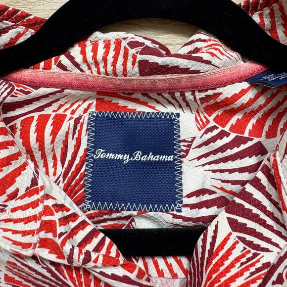 Tommy‎ Bahama Silk Short Sleeve Pattern Button Up Shirt Men’s M Color Red/Orange - Picture 4 of 6
